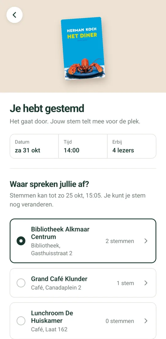 Stemmen op een bibliotheek of café in de buurt